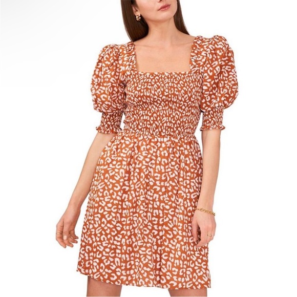1. State Dresses & Skirts - 1State Puff Sleeve Cheetah print mini dress
